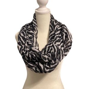 Sheer lightweight zebra print infinity scarf